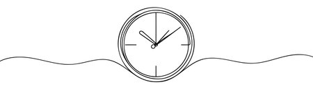 Clock with arrow Continuous one line drawing. One thin line continuous symbol on the theme of time, deadline, morning, time to work on transparent backgroundのイラスト素材