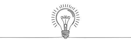 Continuous one line drawing bulb lamp vector illustration minimalism concept of idea.のイラスト素材