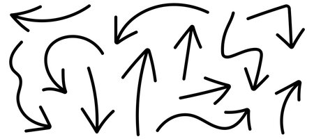 arrow hand drawn icons set - editable stroke.のイラスト素材