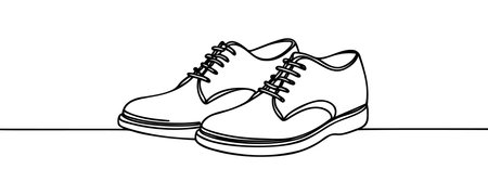 Vector shoe continuous one line drawing on white background concept of shoe business.のイラスト素材