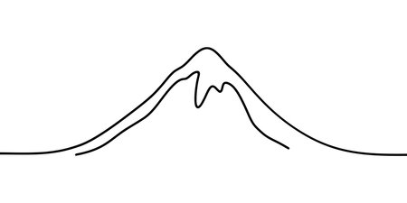 Mountains, hills continuous one line icon drawing on white backgroundのイラスト素材