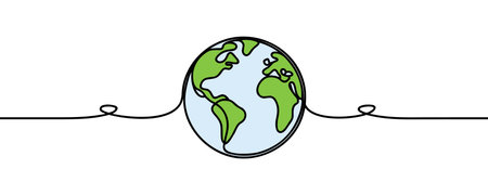 One line World culture earth day and global diversity and international cultures as a concept and cooperation symbol. planet earthのイラスト素材