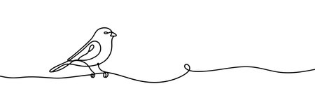 Bird Continuous one line drawing.のイラスト素材
