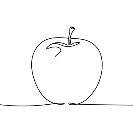 Apple continuous line drawing, Hand drawn Editable stroke.のイラスト素材