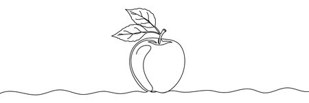 Apple continuous line drawing, Hand drawn Editable stroke.のイラスト素材