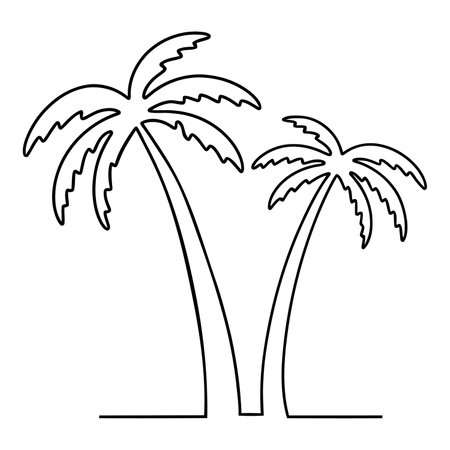 Palm tree One line drawing isolated on white background.のイラスト素材