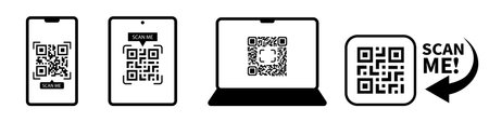 QR code set. Scan Me. Scan qr code icon. Template of frames for QR code with text - scan me. Vector...