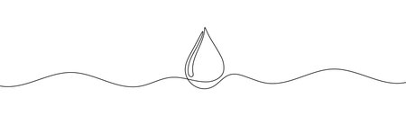Continuous line drawing of drop. A drop of water or other liquid. One line drawing background. Vector illustration. Editable stroke.のイラスト素材