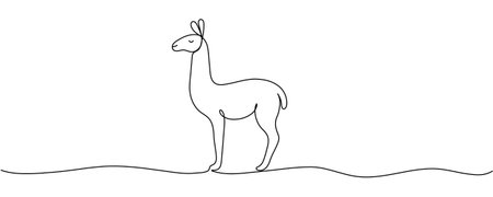 One continuous line drawing of llama Editable stroke.のイラスト素材