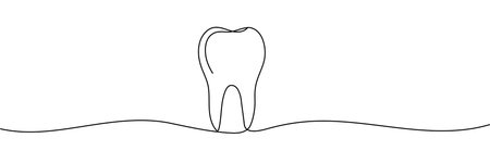 Continuous line drawing of tooth. Editable stroke.のイラスト素材