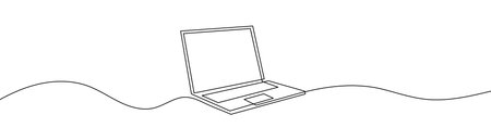 Continuous line drawing of a laptop Editable stroke.のイラスト素材
