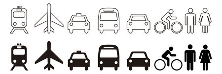 Transport icons for road signs. Street sign road mark traffic sign vector illustration.のイラスト素材
