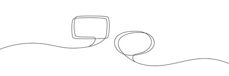 Continuous one line drawing of speech bubble, Black and white graphics vector minimalist linear illustration made of single line Editable stroke.のイラスト素材