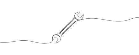 Wrench icon continuous one line drawing, Editable stroke.のイラスト素材