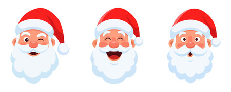 Cute Santa Claus head on white background, flat design. Vector illustration.のイラスト素材