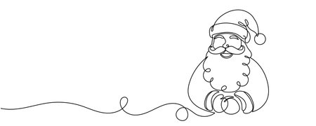Santa Claus continuous one line drawing. Christmas winter new year concept Editable stroke.のイラスト素材