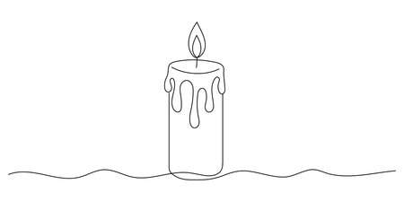 One line continuous candle Editable stroke.のイラスト素材