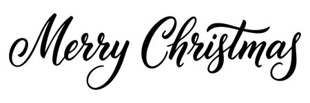Merry Christmas lettering design. Seasonal greeting card template. A calligraphic hand written inscription.のイラスト素材