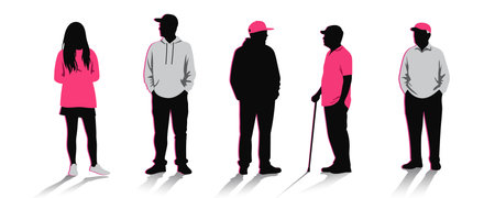 Silhouette of people. silhouettes of people for fashion or clothing store.のイラスト素材