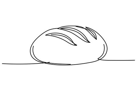 One line drawing of fresh bread Editable stroke.のイラスト素材