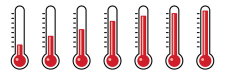 Thermometer Icon set with heat and cold, Thermometer High Temperature Stock Vectors and Vector Art.