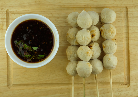 Meat ball stick grilledの写真素材