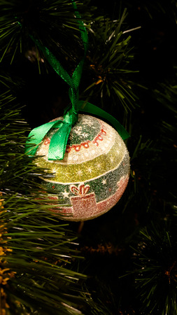 Christmas balls on the Christmas treeの写真素材