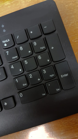 Detail numeric keypad on the black computer keyboard