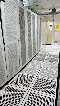 industrial interior of a server room with servers