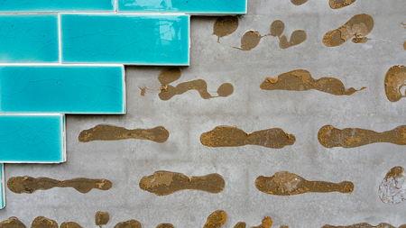Bright ceramic Wall background and with concrete background