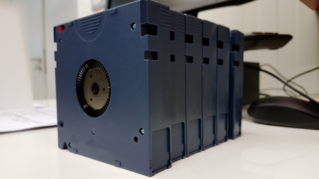 Computer backup tape for data recovery isolatedの写真素材