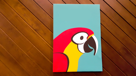 Picture frame isolated on wood backgroundの写真素材