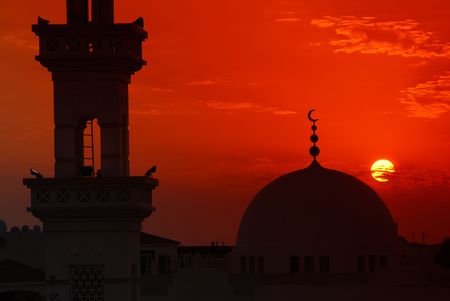 Mosque in sunsetの写真素材