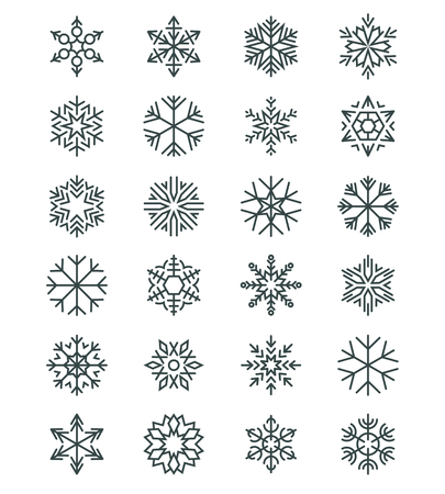 Snowflakes in lanear vector styleのイラスト素材