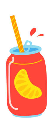 Fruits smoothie or juice in glass jar with straw. Vector smoothie drink, fruit beverage, fresh juice to be healthy illustrationのイラスト素材