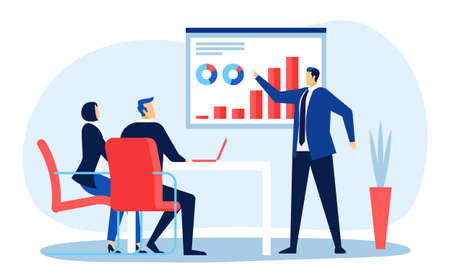 Report business meeting with people and infographic. Vector meeting with business people,...