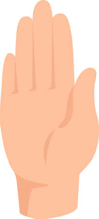 Open human palm cartoon isolated on white background. Sign stop, show palm hand, vector illustrationのイラスト素材