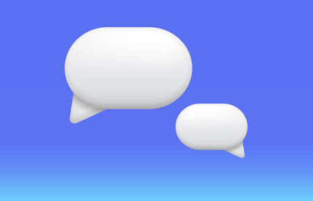 Two white speech bubbles concept isolated on background. Illustration of bubble communication for...