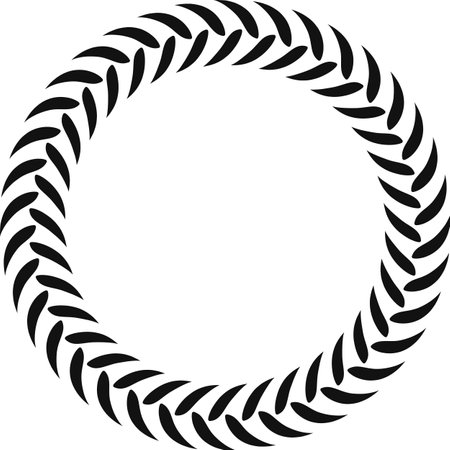 Black abstract circular frame with a braided design forming a stylish and decorative border, perfect for various graphic design applicationsのイラスト素材