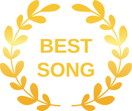 Golden laurel wreath award with the words best song represents musical achievement and excellence, celebrating the art of songwriting and compositionのイラスト素材