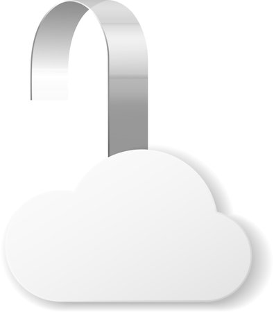 Blank cloud shaped wobblers on a metallic hanger for product promotion in stores. Versatile tools for advertising, discounts, and engaging shoppers in retail settingsのイラスト素材