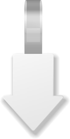 Sleek white downward arrow bookmark with a shiny metallic ribbon, perfect for marking pages in books or documents.のイラスト素材