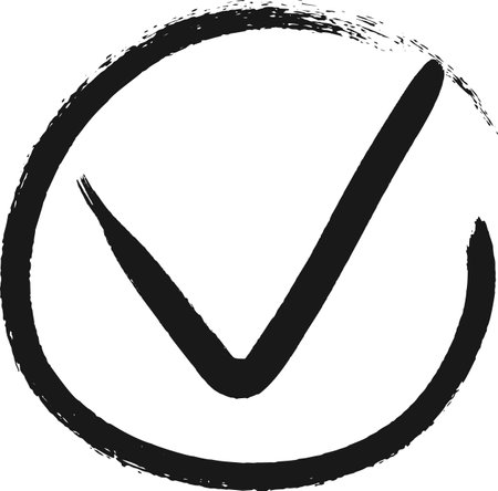 Hand drawn check mark in a circle symbolizes approval and success, conveying correctness and satisfaction. Perfect for tests, decisions, and surveysのイラスト素材
