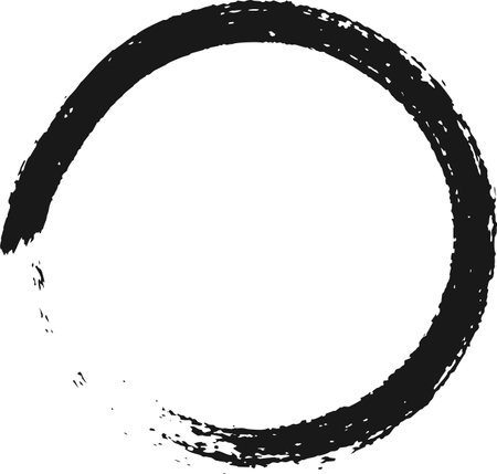 Hand drawn black brush stroke in the shape of a circle adds a touch of grunge and authenticity to any design project, conveying a raw and artistic feelのイラスト素材