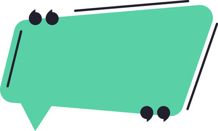 Green speech bubble with quotation marks is framing an area for text, ideal for social media communication, testimonials, and online discussions, adding a visual element to quotes and messagesのイラスト素材