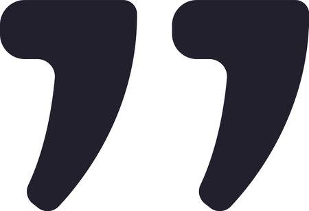 Two dark, rounded quotation marks contrasting against a white background, representing cited text, speech, or engaging conversations in various forms of communicationのイラスト素材