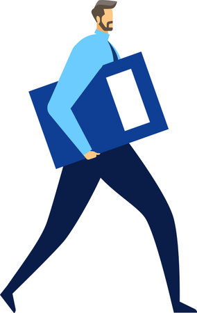 Office worker carrying a large folder containing important documents, hurrying to a meeting, symbolizing business, work, and responsibilityのイラスト素材