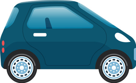 Side view of a compact electric city car parked, highlighting its eco friendly design and role in promoting sustainable urban mobility and clean transportation solutionsのイラスト素材