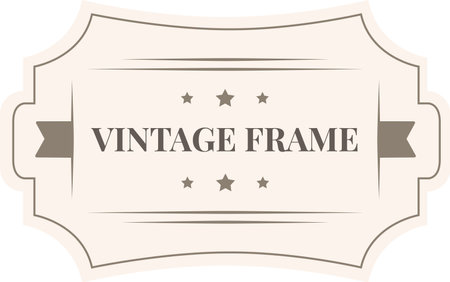Vintage frame featuring a ribbon and stars enhances product quality, adding a classic and elegant touch. Perfect for labels or badges, it embodies retro charm and sophisticationのイラスト素材