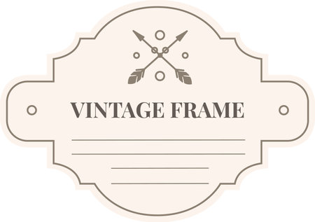 Vintage frame featuring crossed arrows and feathers, providing an elegant and classic touch to various design projects, from invitations to logosのイラスト素材